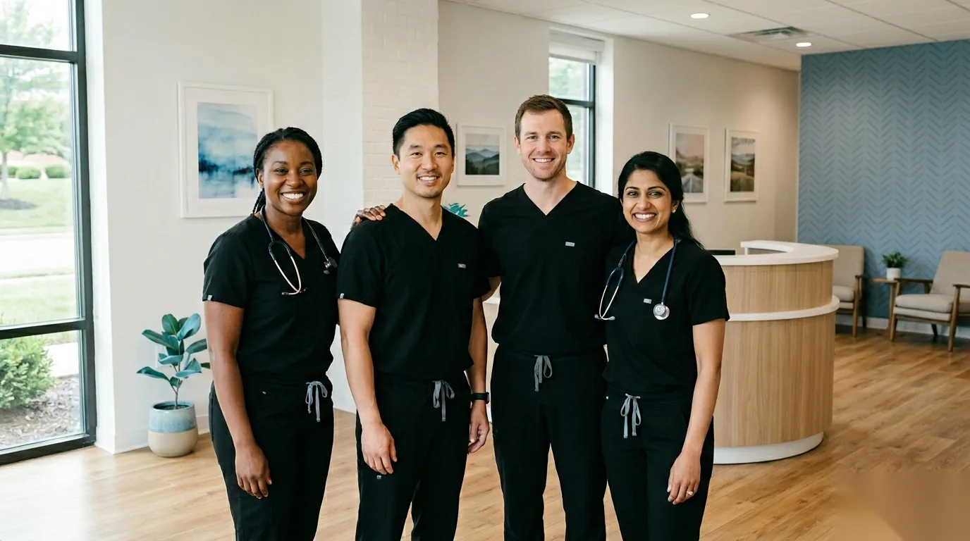 Wellness Docs team in clinic lobby